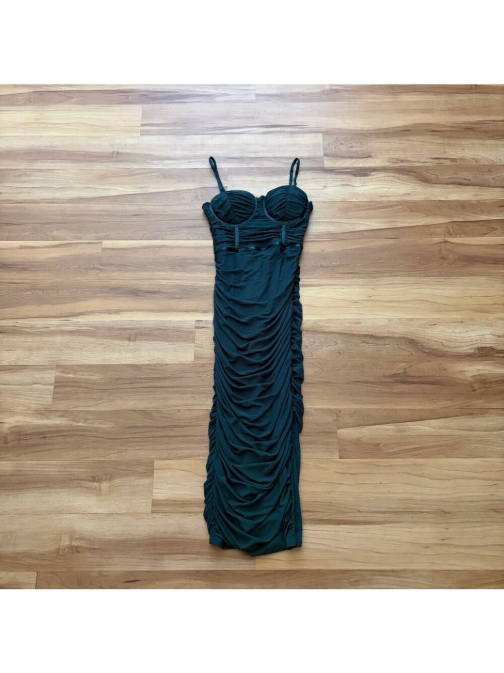 Windsor Women's Hunter Green Bodycon Midi Party Dress Sleeveless Ruched NWT